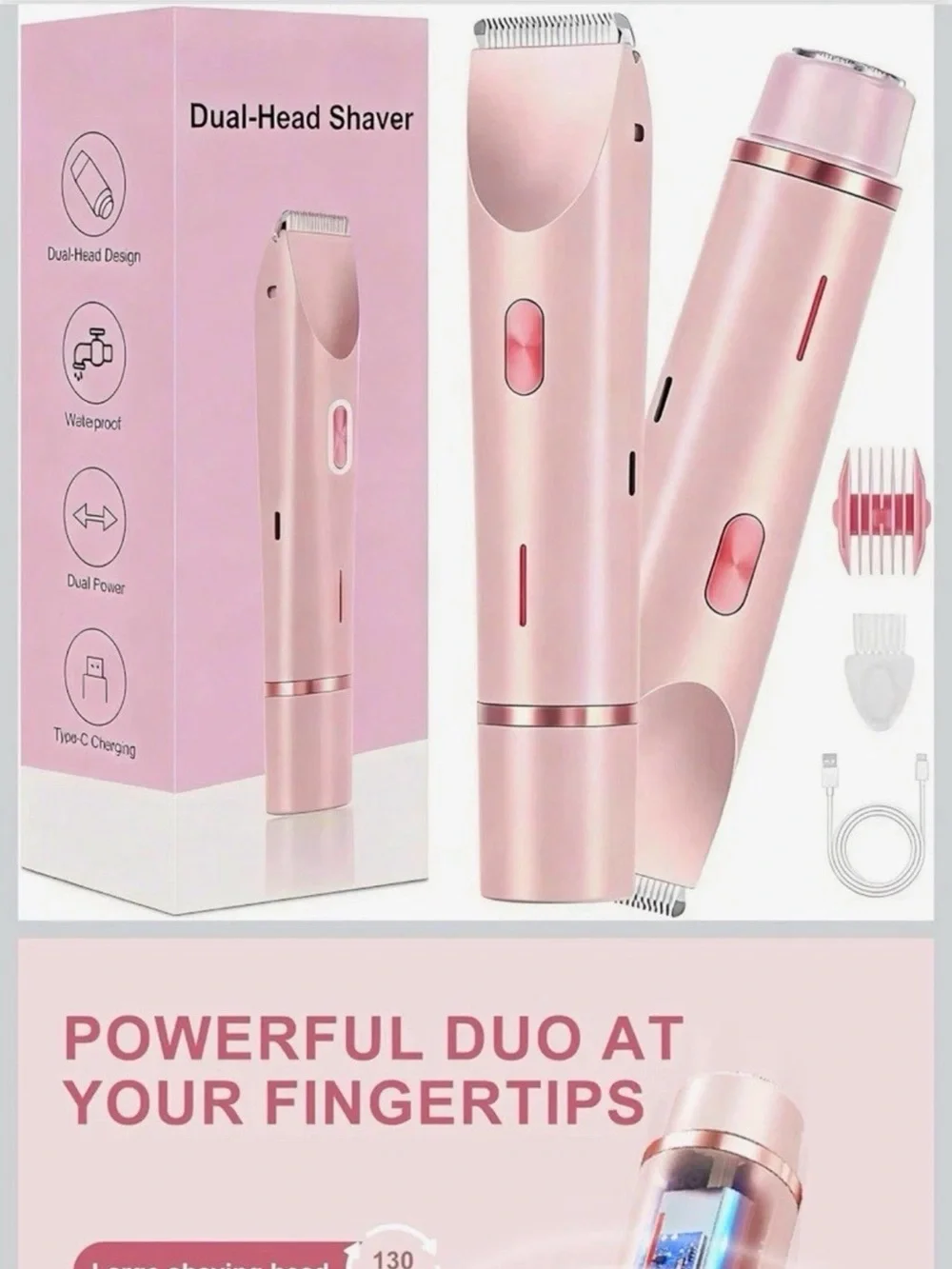 Rose Gold Dual-Head Women’s Electric Shaver & Trimmer - Unbranded